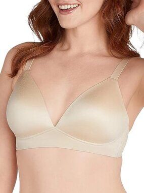 Bali Comfort Revolution Soft Touch Wireless T-Shirt Bra DF3460 XL Almond Nude